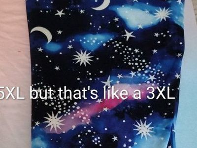 Full Length Galaxy Print Leggings with Stars and Moons - Size 5XL (fits like 3XL)