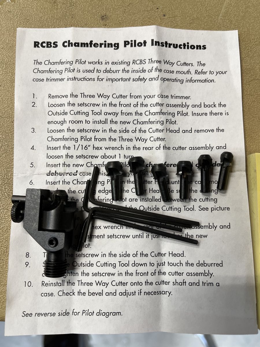 RCBS 3-Way Case Trimmer Cutter & Chamfering Pilots (Multiple Sizes Available)