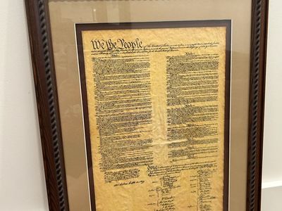 Framed US Constitution Replica Document - "We the People" - Decorative Wall Art