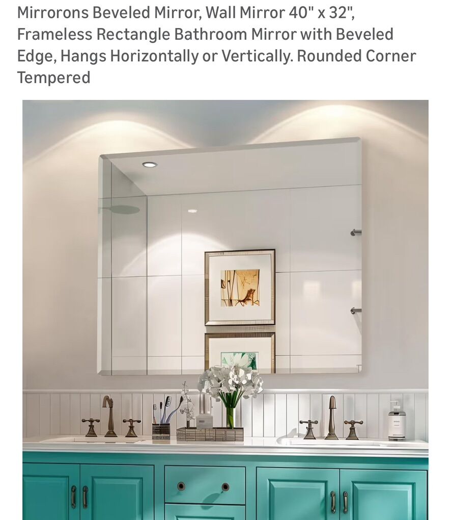 Mirrorons Beveled Mirror, Wall Mirror 40 x 32