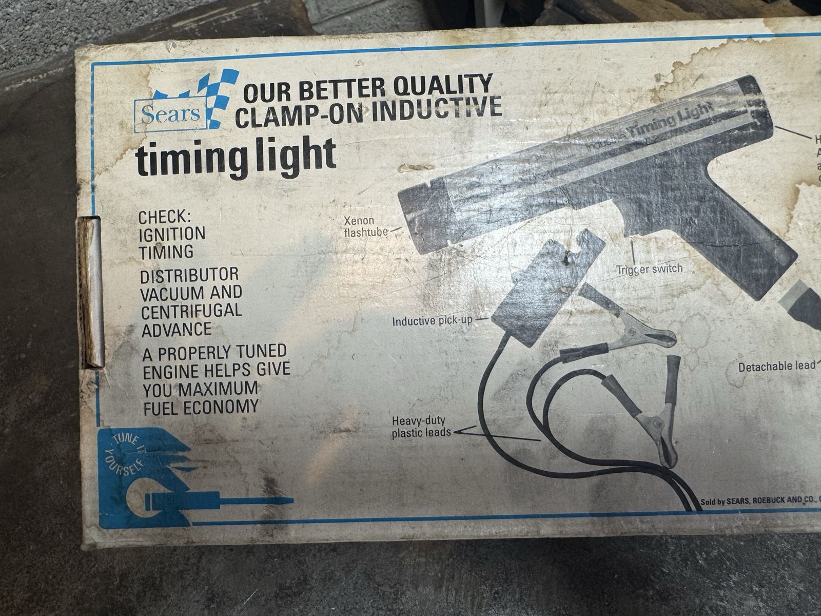 Vintage Sears Clamp-On Inductive Timing Light in Original Box with Manual