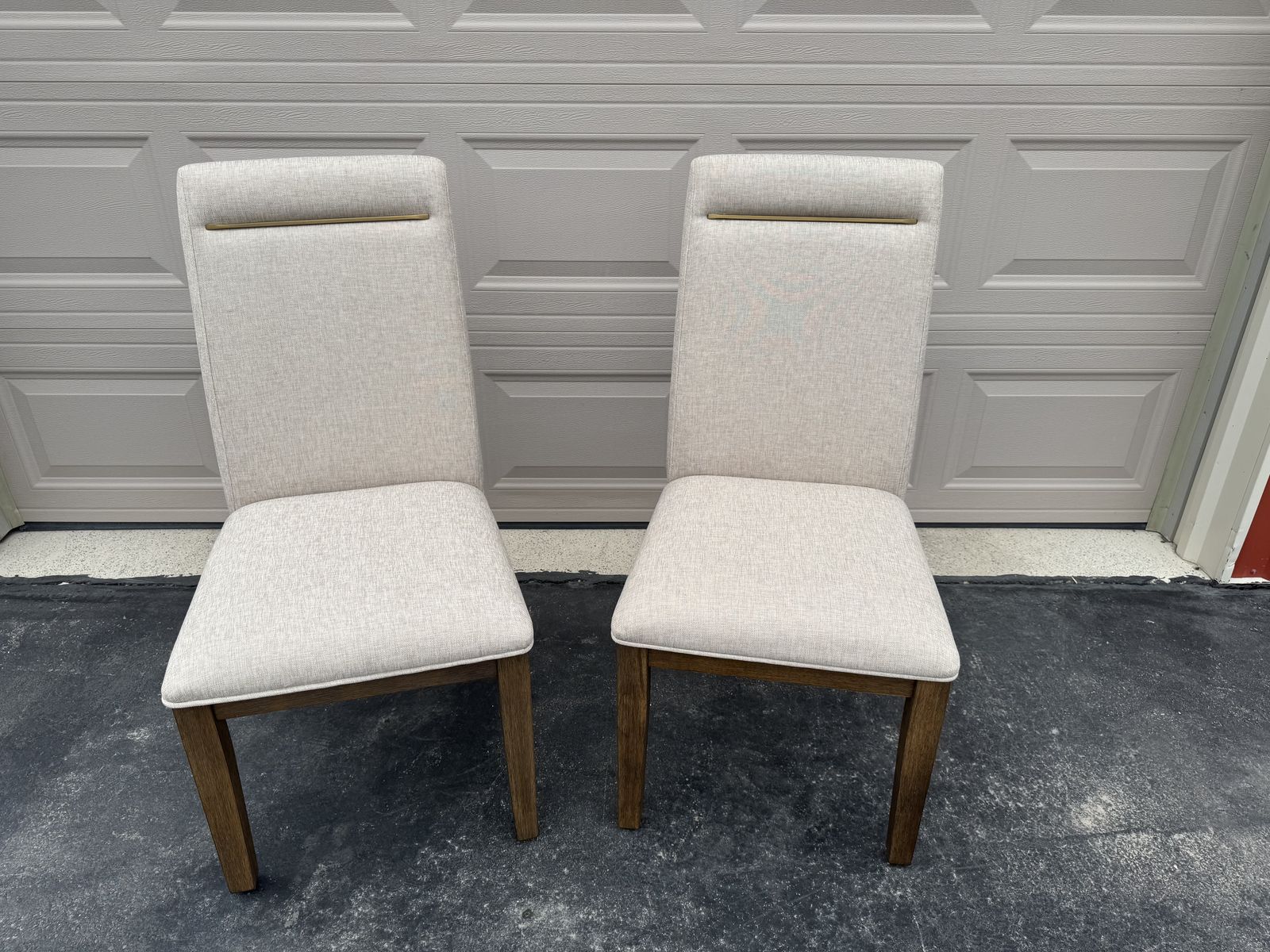 Modern Upholstered Dining Chairs (2) – Neutral Beige Fabric (NEW)