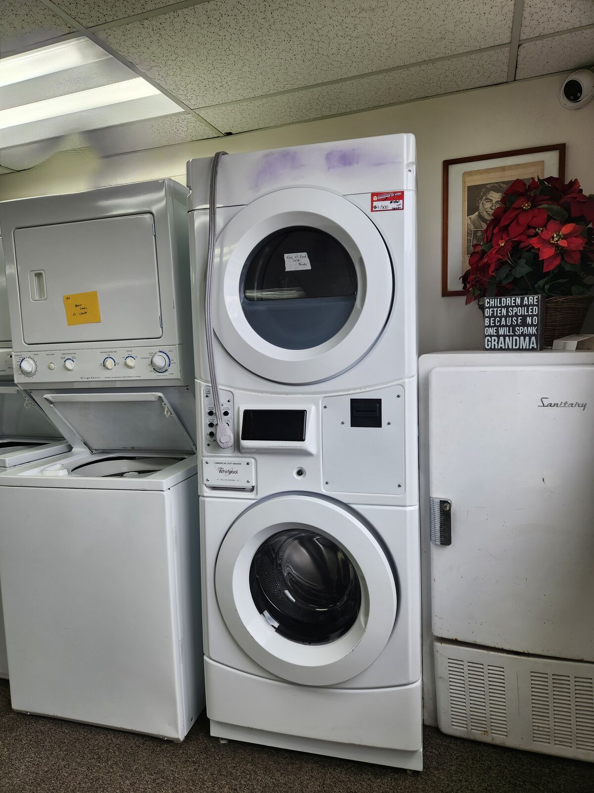 White Commercial Laundry Center with 3.1 cu. ft. Washer and 6.7 cu. ft. 240-Volt Electric Vented Dryer