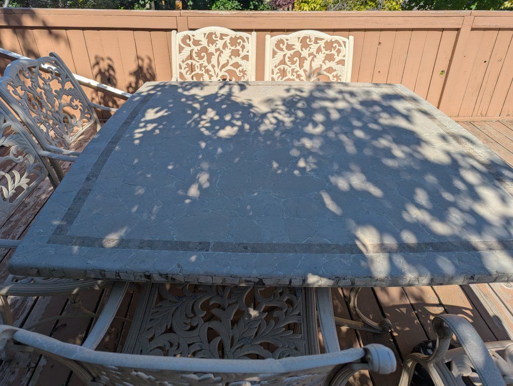 Stone top patio 8 seat heavy outdoor table