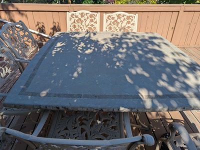 Stone top patio 8 seat heavy outdoor table