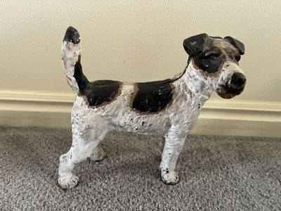 Vintage Cast Iron Terrier Dog Doorstop Statue
