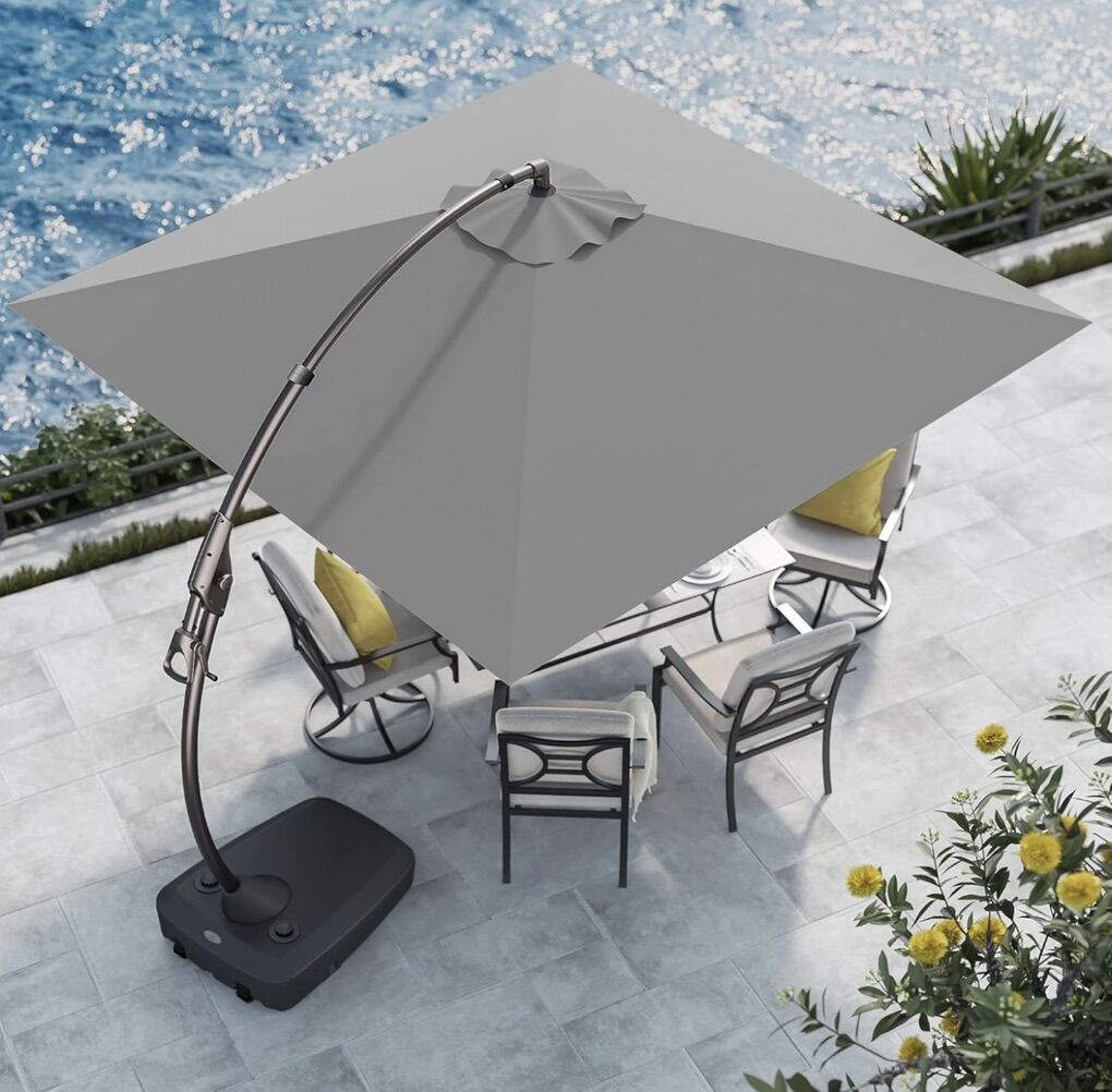 NEW! 10X10 FT Offset Umbrella with Base