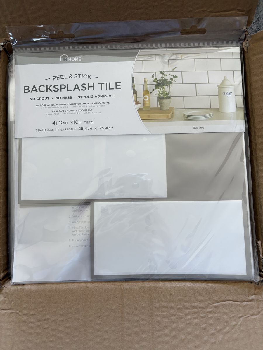 New InHome Peel & Stick Subway Backsplash Tile – 4-Pack (10” x 10”)