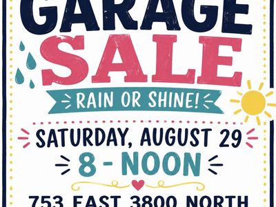 Garage Sale near Timpview HS Saturday 8-Noon