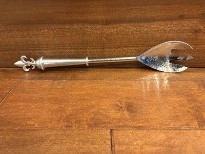 New Large Pewter Serving Spoon w/ Fleur de Lis