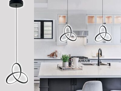 Black Modern LED Pendant Light for Kitchen or Nook - 1 Pack