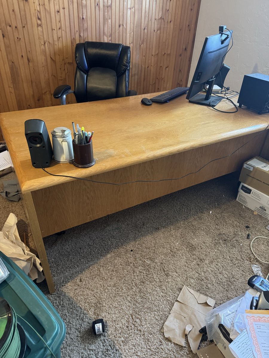 Solid oak executive desk