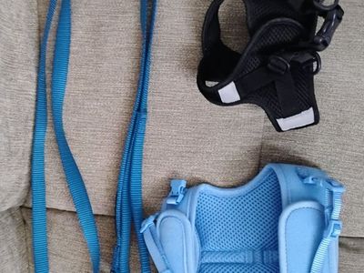 Dog Harnesses & Leash Set - Blue & Black, Adjustable Mesh for Small Pets