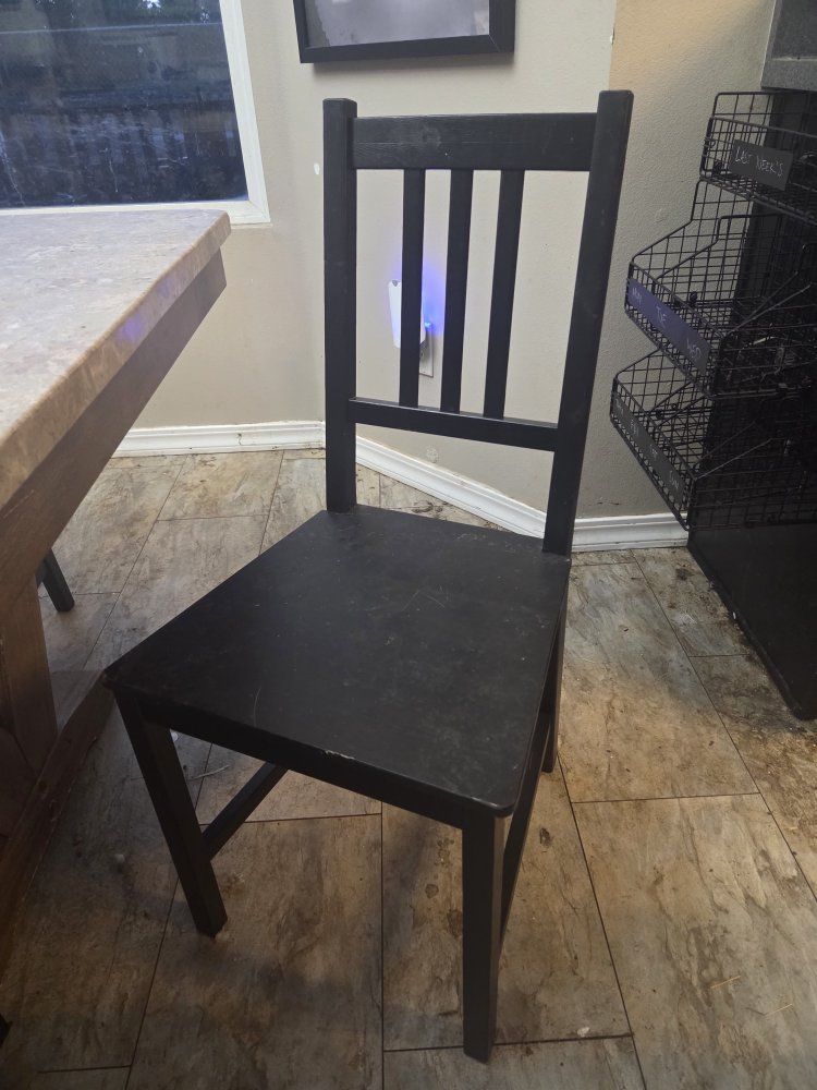Set of 6 Black Wooden Dining Chairs