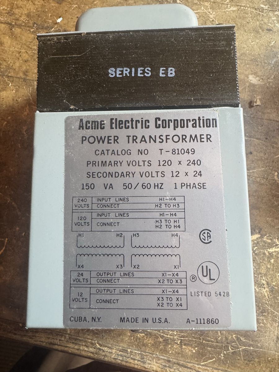 Acme Electric T-81049 Boost & Buck Transformer - .150 KVA, 120/240 Pri. Volts, 12/24 Sec. Volts