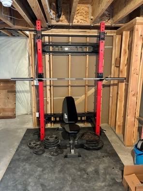 Ethos Home Gym Power Rack with Bench, Barbell, and Weight Plates