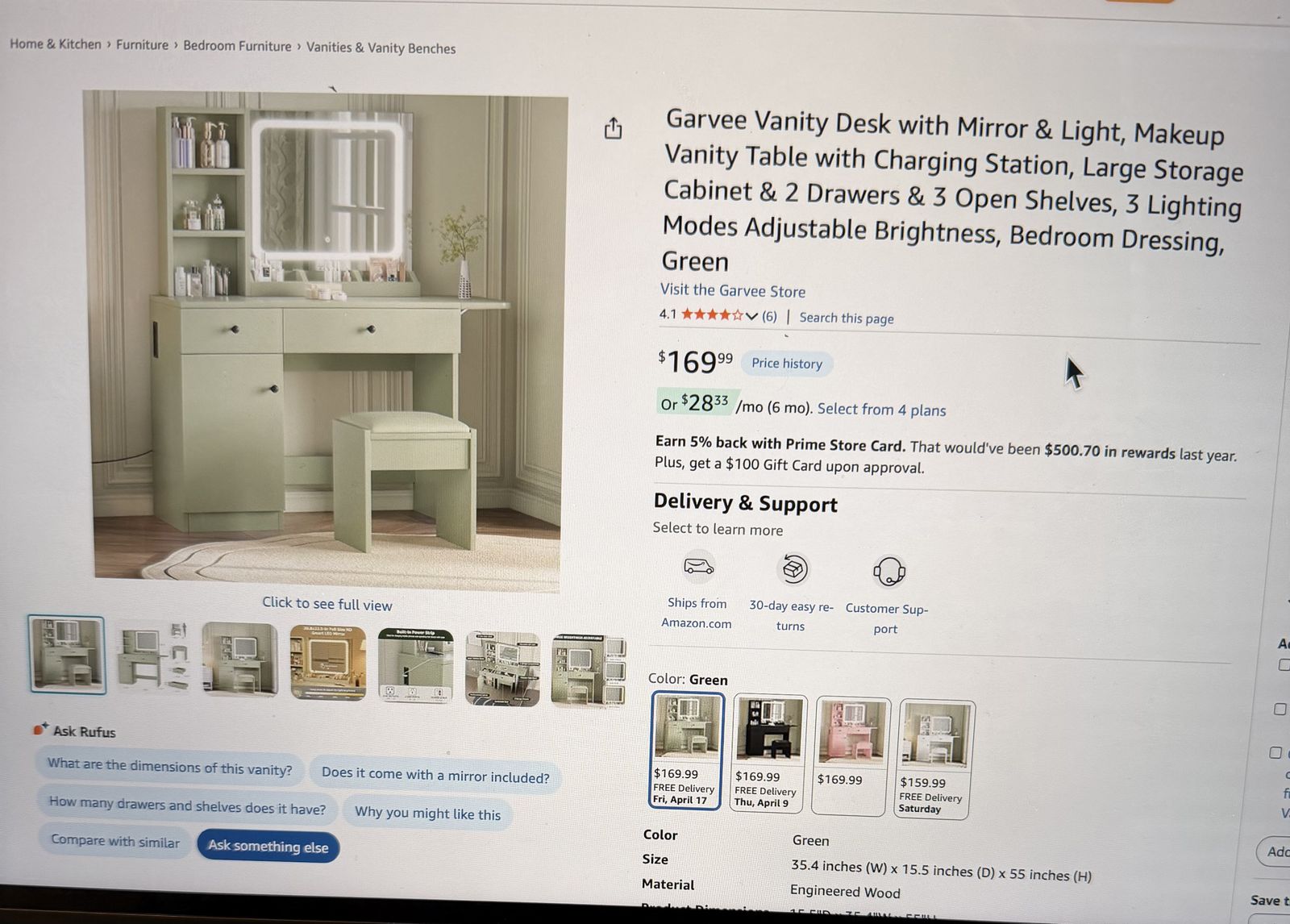 Green Vanity with Mirror