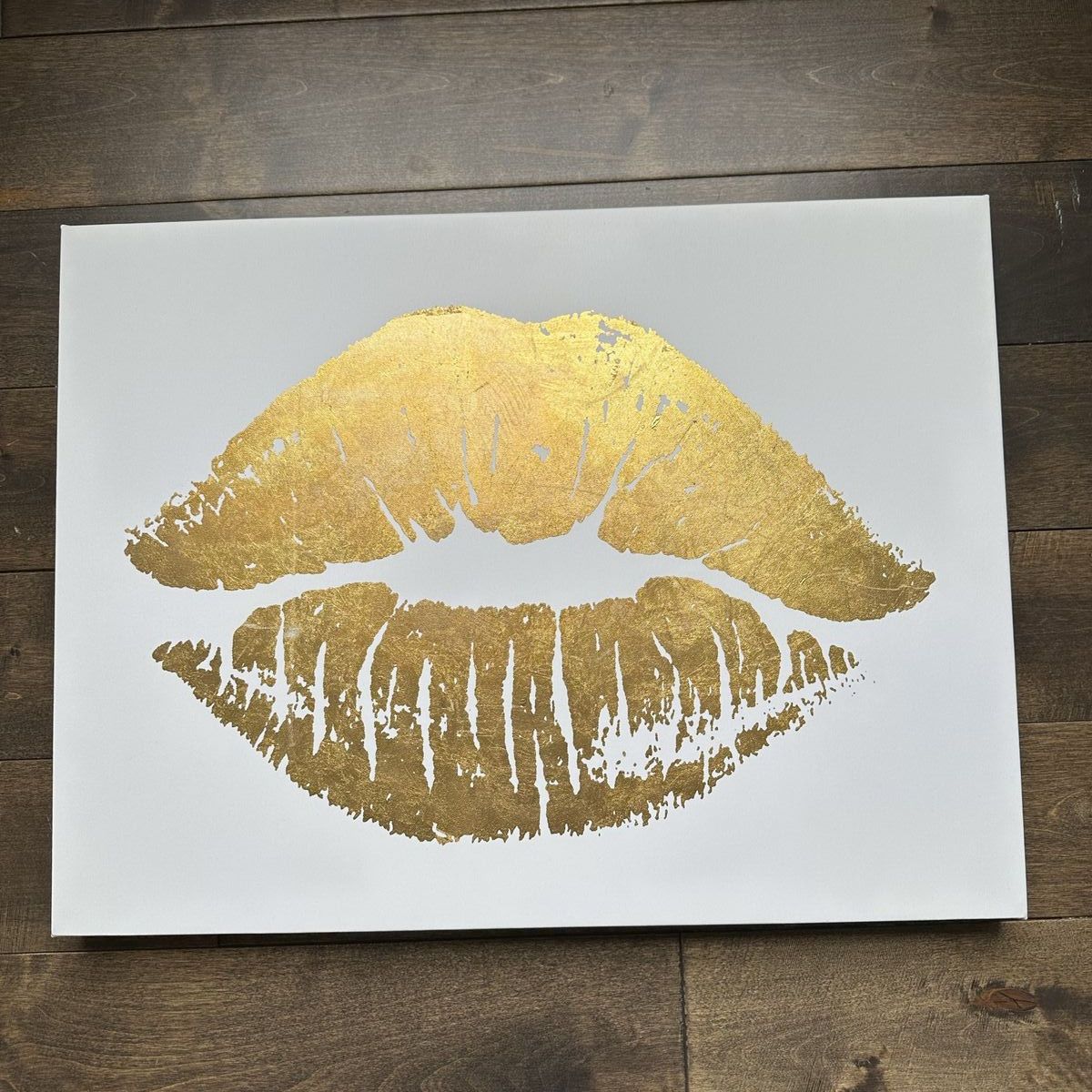 Gold Lips on Wrapped Canvas