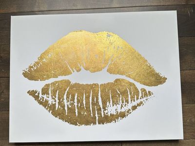 Gold Lips on Wrapped Canvas