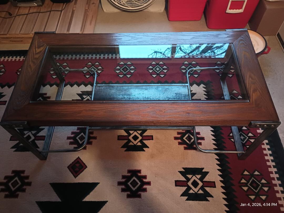 Coffee Table & 2 End Table Set - Metal, Wood and Glass