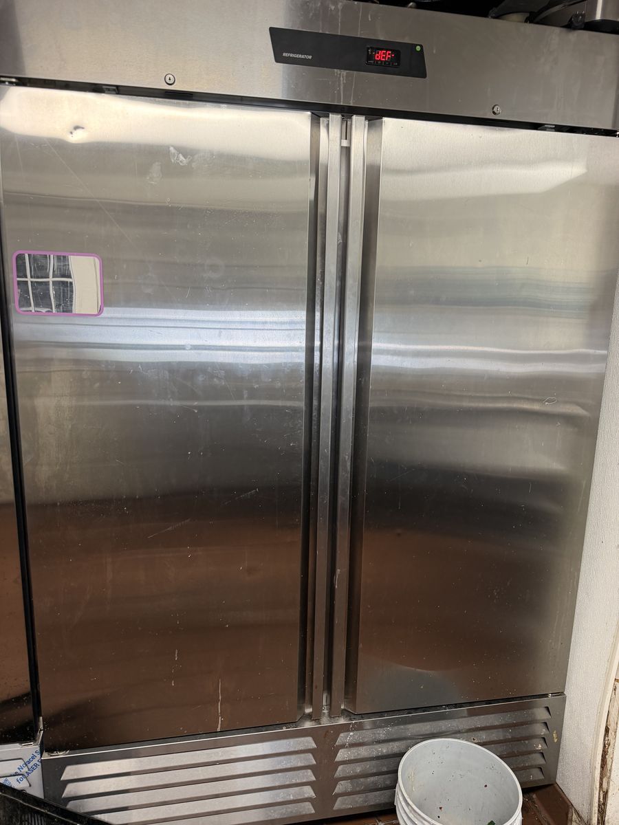 Reach in refrigerator, double door, 6 months old