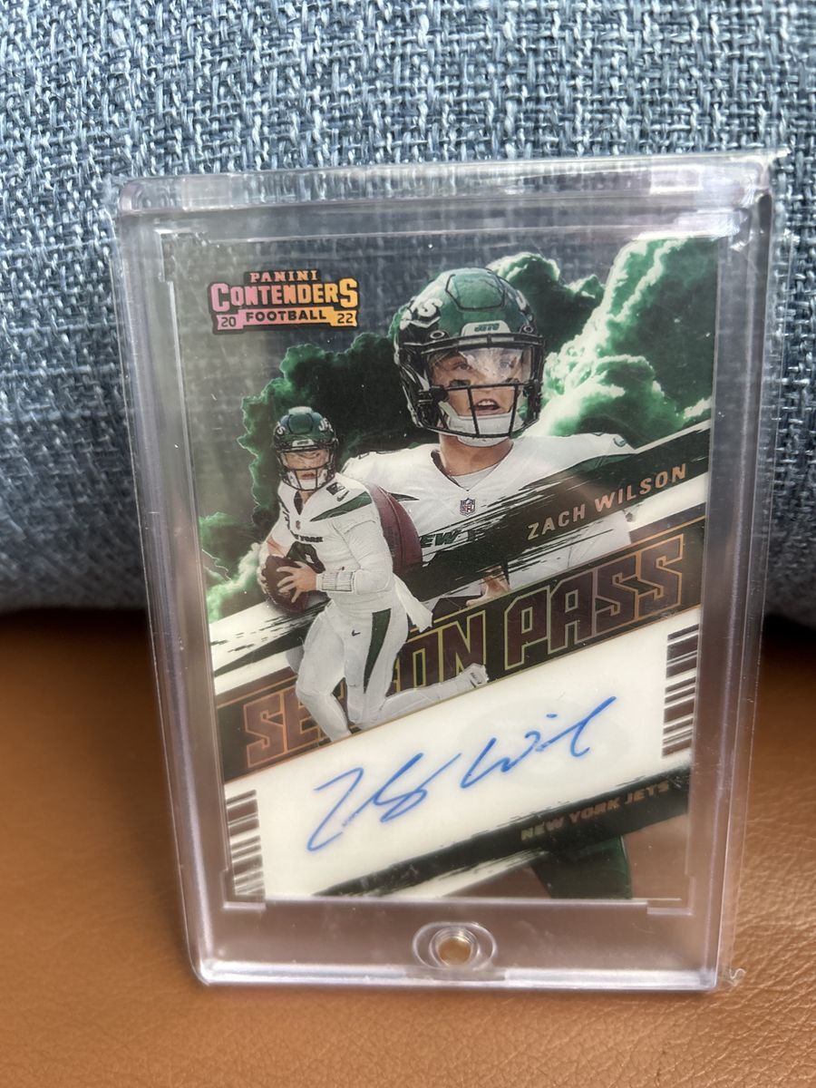 Panini Contenders 2022 Zach Wilson Season Ticket Autograph Football Card New York Jets SP DIE-CUT Clear Auto