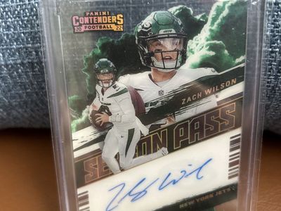 Panini Contenders 2022 Zach Wilson Season Ticket Autograph Football Card New York Jets SP DIE-CUT Clear Auto