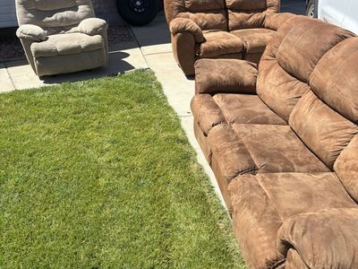 Free!!!! Comfortable Reclining Sofa and Loveseat Set - Brown Suede-like Fabric