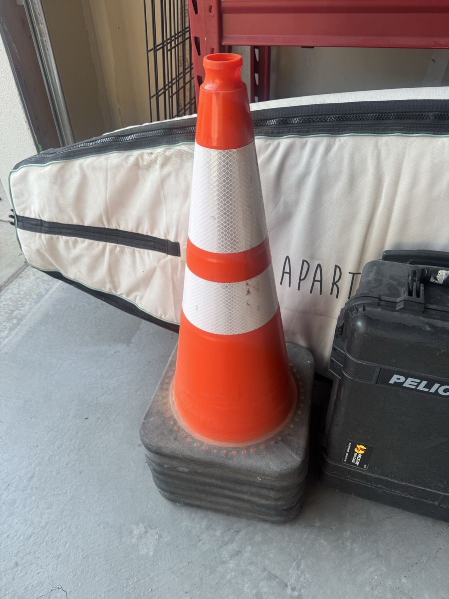 Orange Traffic Safety Cone with Reflective Collar and Black Base