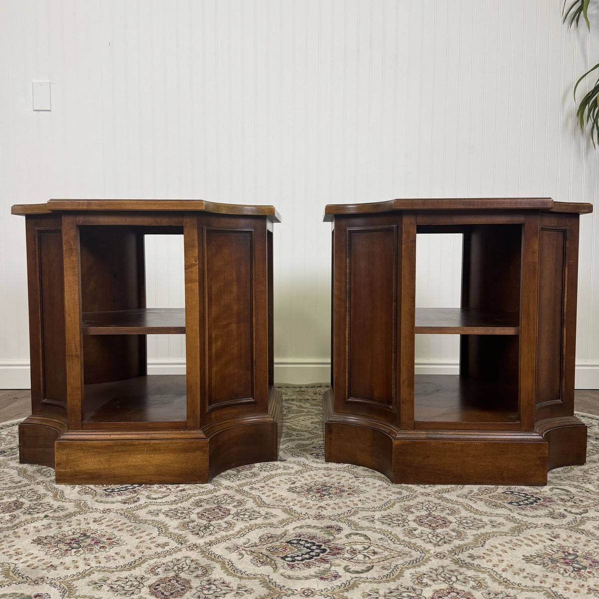 Solid Wood Hexagonal Tiered End Tables