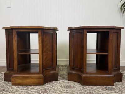 Solid Wood Hexagonal Tiered End Tables