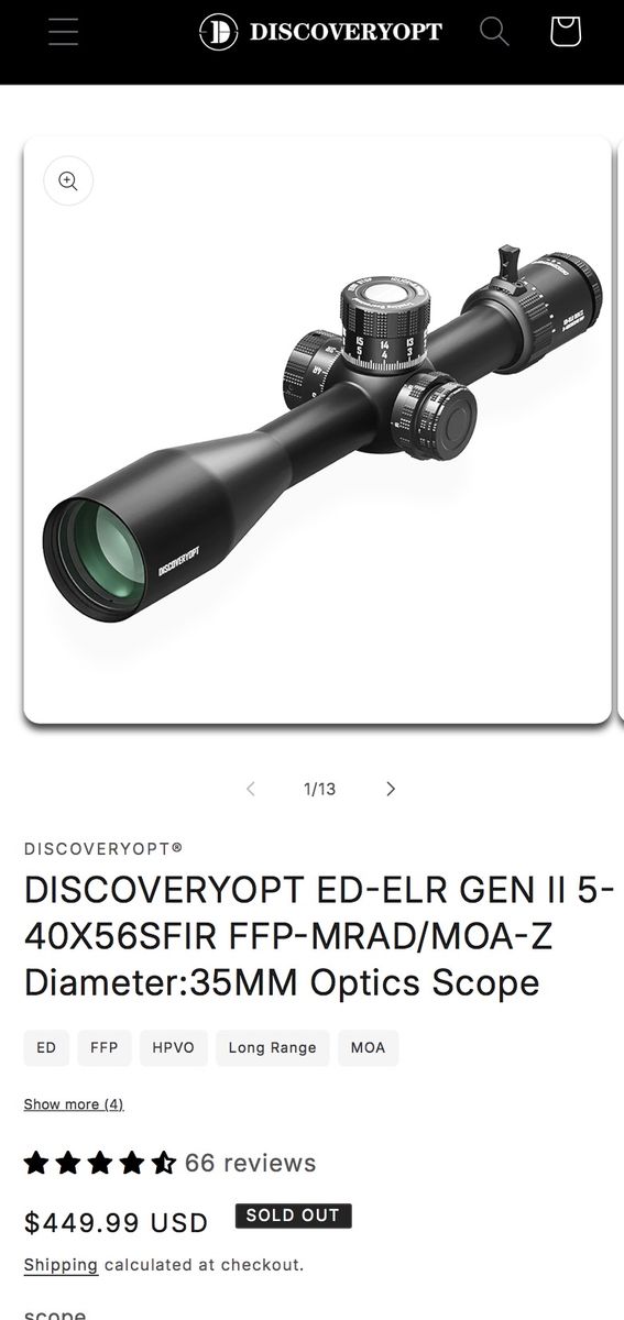 Brand New In-Box DiscoveryOpt ED-ELR GEN2 5-40x56