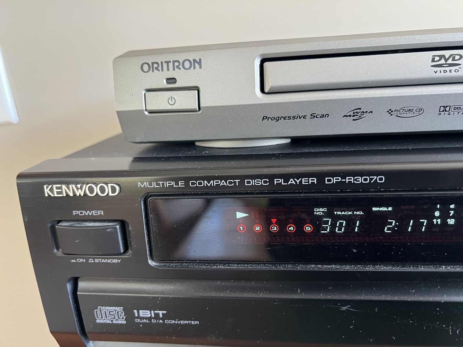 Yamaha Receiver - Kenwood 5 Disc CD Player - Oritron DVD Player w/Audio Cables