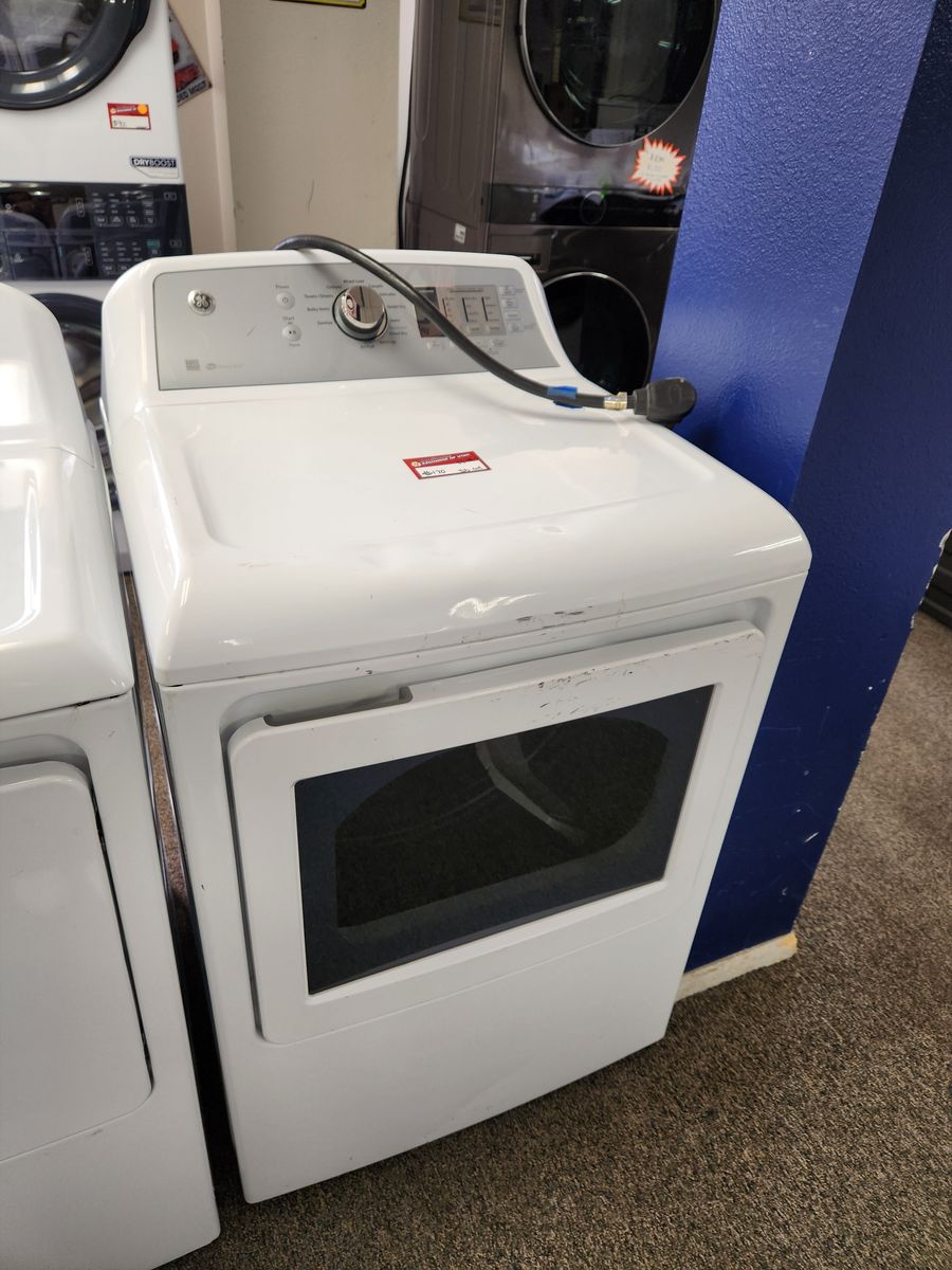 GE White Electric Dryer with Top Controls - Used, Good Condition