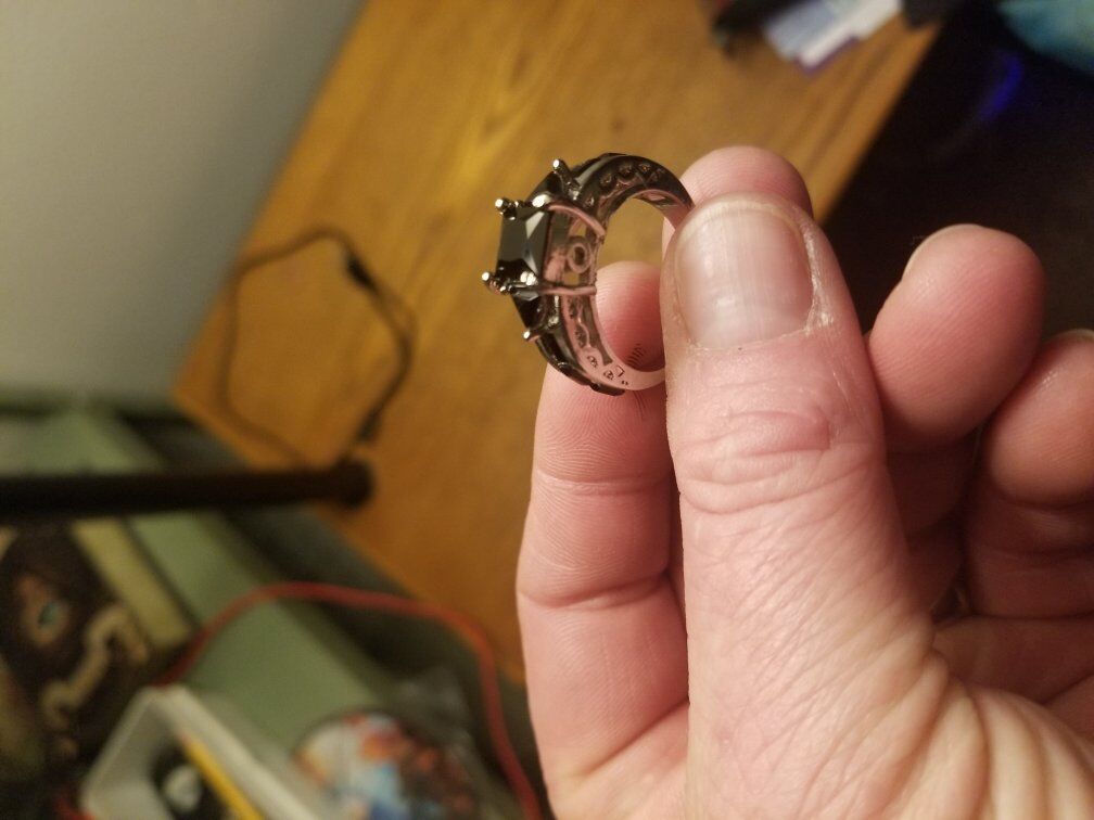 real black obsidian/real silver ring size9