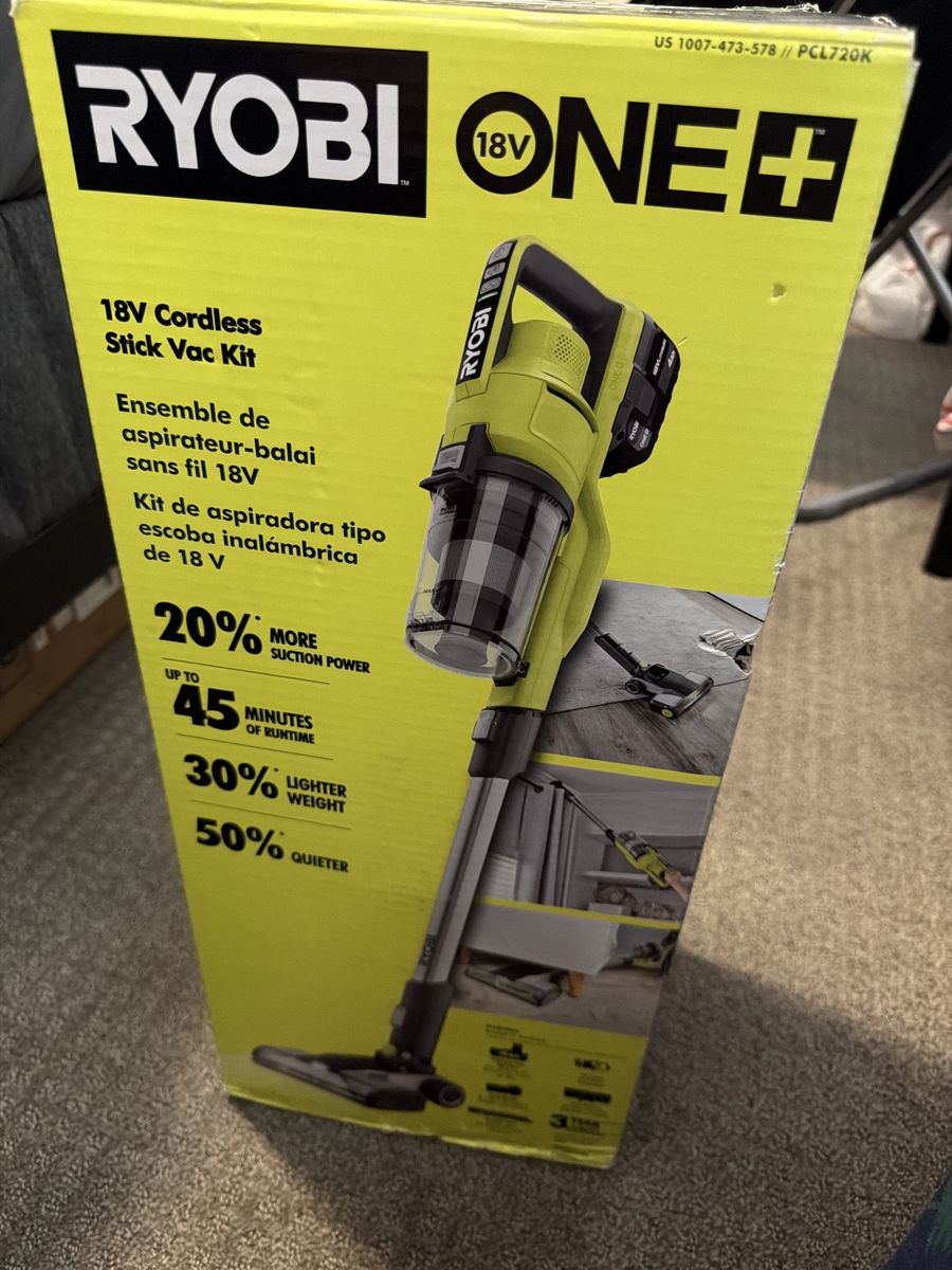 Ryobi ONE+ 18V Cordless Stick Vac Kit PCL720K Brand New in Box