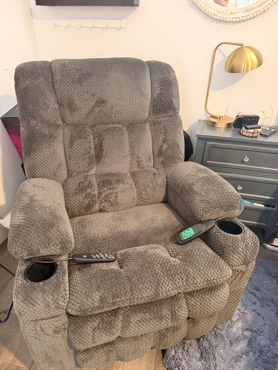 MCombo Gray Power Lift Recliner Chair with Massage and Heat