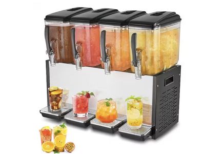 VEVOR Commercial Beverage Dispenser,4 Tanks 12.7 Qt. Per Tank Juice Dispenser,510-Watt Stainless Steel Iced Tea Drink Machine