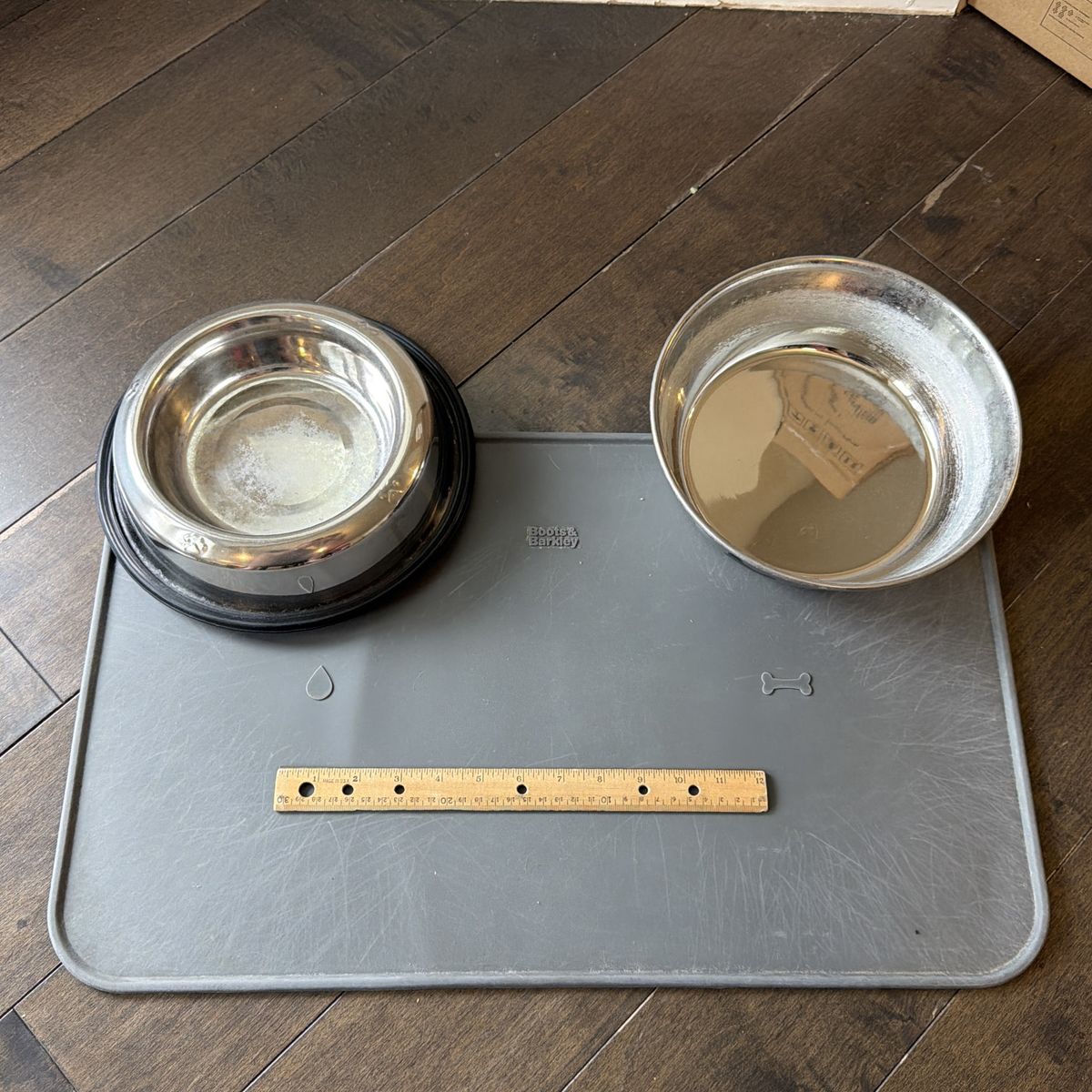Dog Food & Water Bowls And Floor Pad