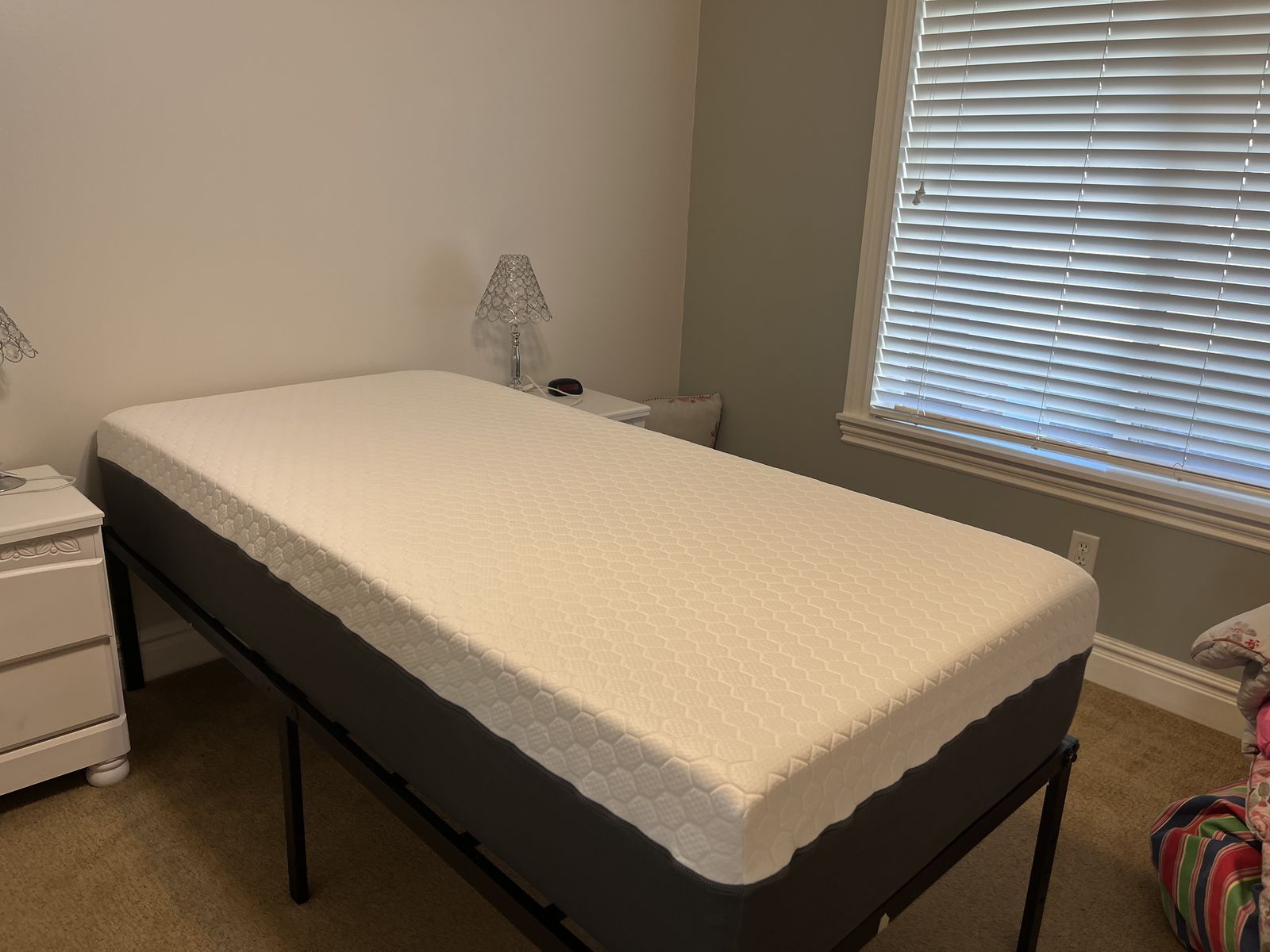 Twin XL Bed and 12" Memory Foam Mattress - Like New Condition