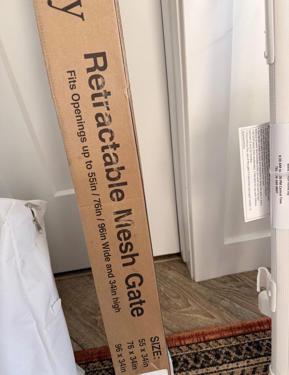 Retractable Mesh Safety Gate - Up to 55" Wide, 34" High - White Baby/Pet Barrier