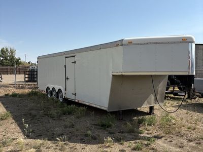 White Gooseneck Enclosed Cargo Trailer - Triple Axle