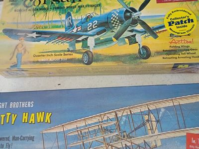 Vintage Monogram Model Airplane Kits - Corsair F4U-4 & Wright Brothers Kitty Hawk