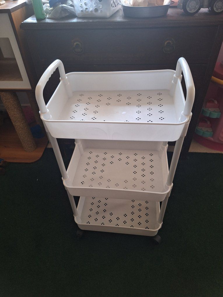 NEW: 3-Tier Plastic Rolling Utility Cart