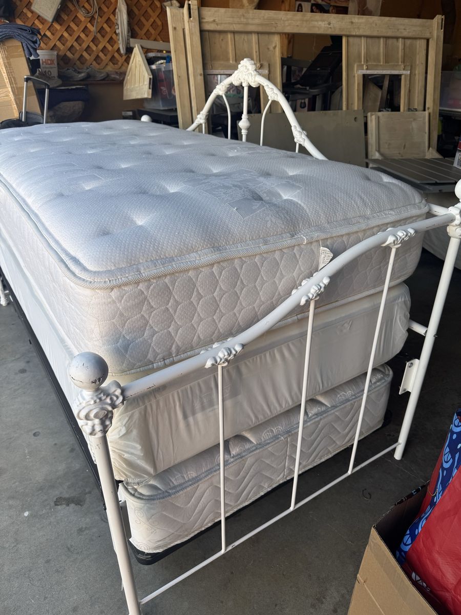Twin size bed with two mattresses