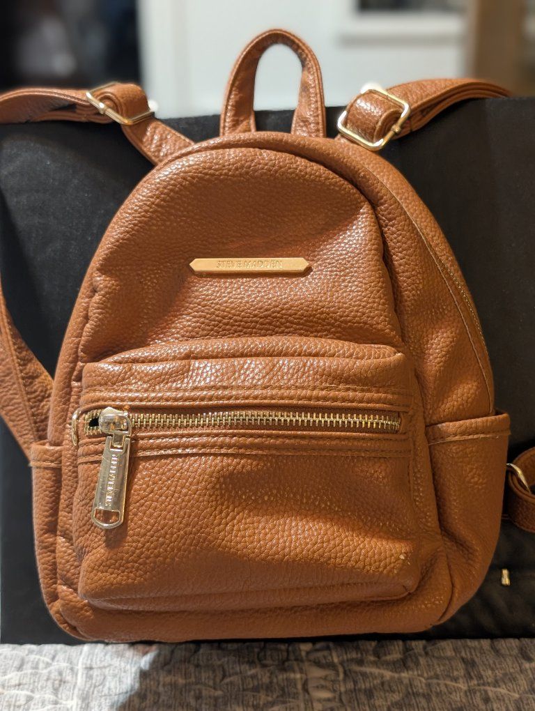 Steve Madden Bbailey Core Mini Backpack - Cognac Brown (Excellent Condition)