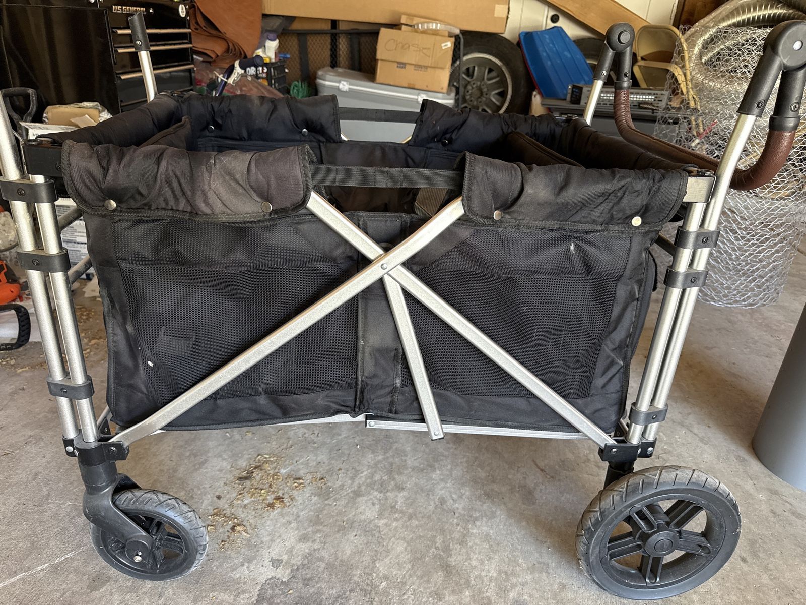 4 seats Stroller Wagon - Black, Collapsible, Padded Seats, All-Terrain