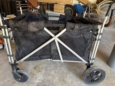 4 seats Stroller Wagon - Black, Collapsible, Padded Seats, All-Terrain