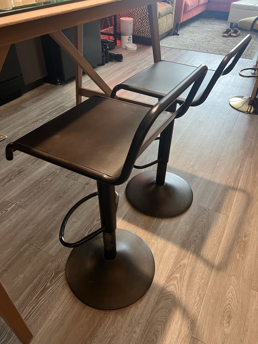 2 Brown Metal Adj Swivel Stools