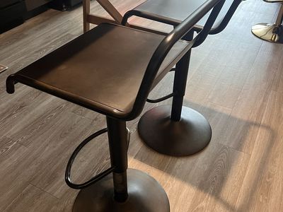 2 Brown Metal Adj Swivel Stools